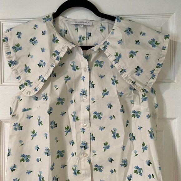 We Wore What Watercolor Floral Poplin Sleeveless Top XS - Picture 1 of 2